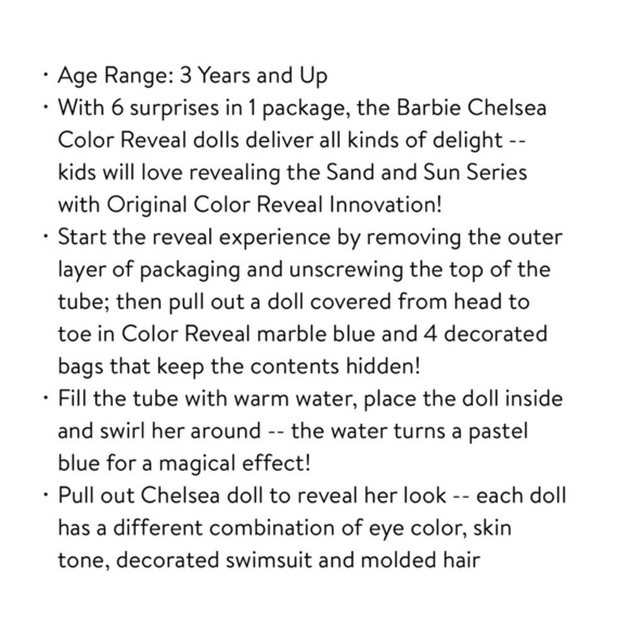 Barbie COLOR REVEAL COLOR BLOCK SERIES & SAND & SUN SERIES CHELSEA DOLLS - Picture 13 of 15